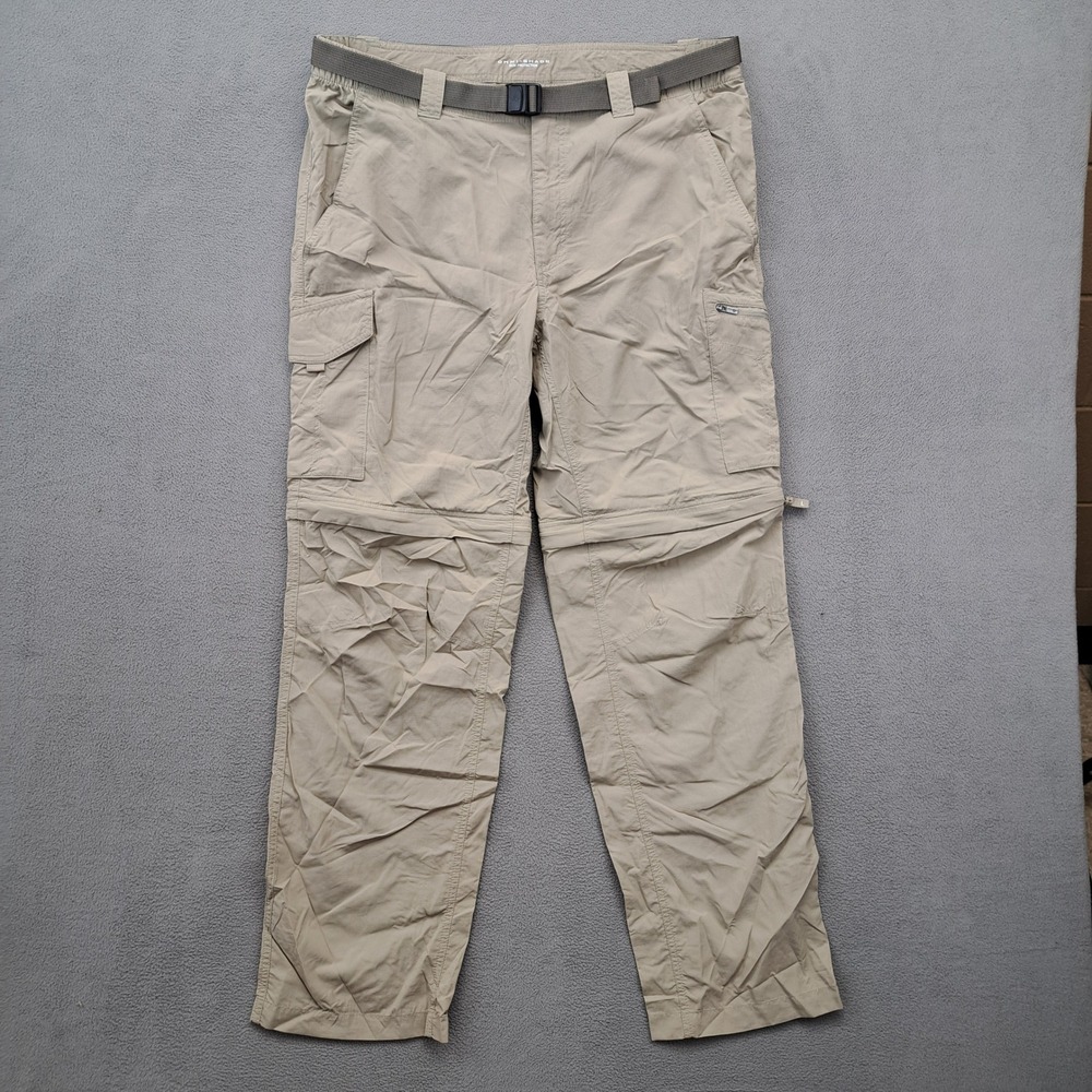 Columbia Mens 36x32 Tan Convertible Cargo Hiking Pants Zip Off Legs Camping
